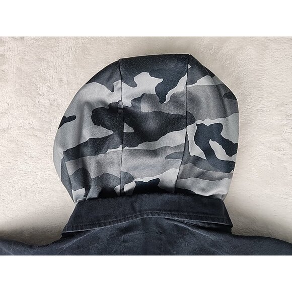 Ecko Unltd Denim Jacket Men's XL Black Button Up Camo Hood Grunge Rhino Y2K - Picture 14 of 16